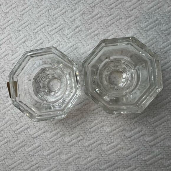 Set Of 2 Luminarc Genuine Crystal Candle Holders 1.75" tall Clear Glass Octime - Picture 9 of 11
